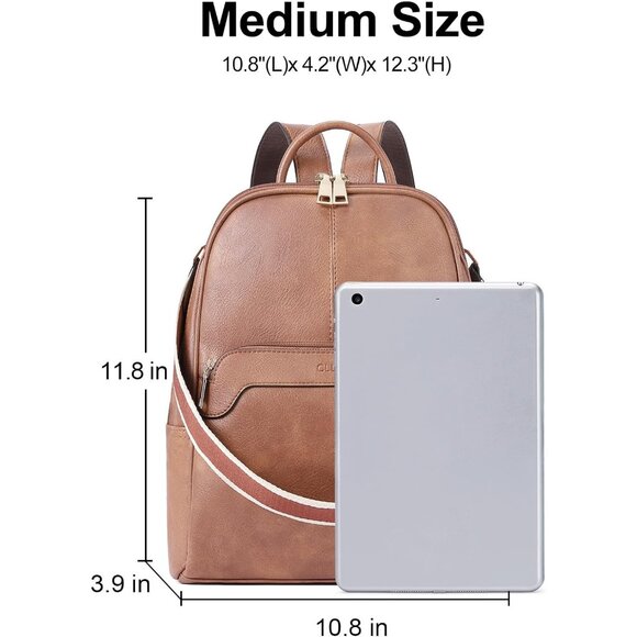 Elegant Medium Faux Leather Backpack for Women - Stylish Convertible Purse - Picture 3 of 8